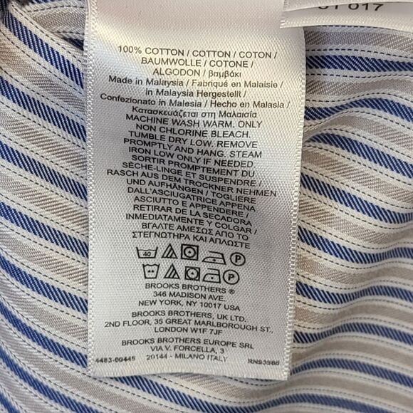 Brooks Brothers Mens Striped Regent Fit Supima Cotton Button Up Shirt 16.5-33 - Picture 11 of 13